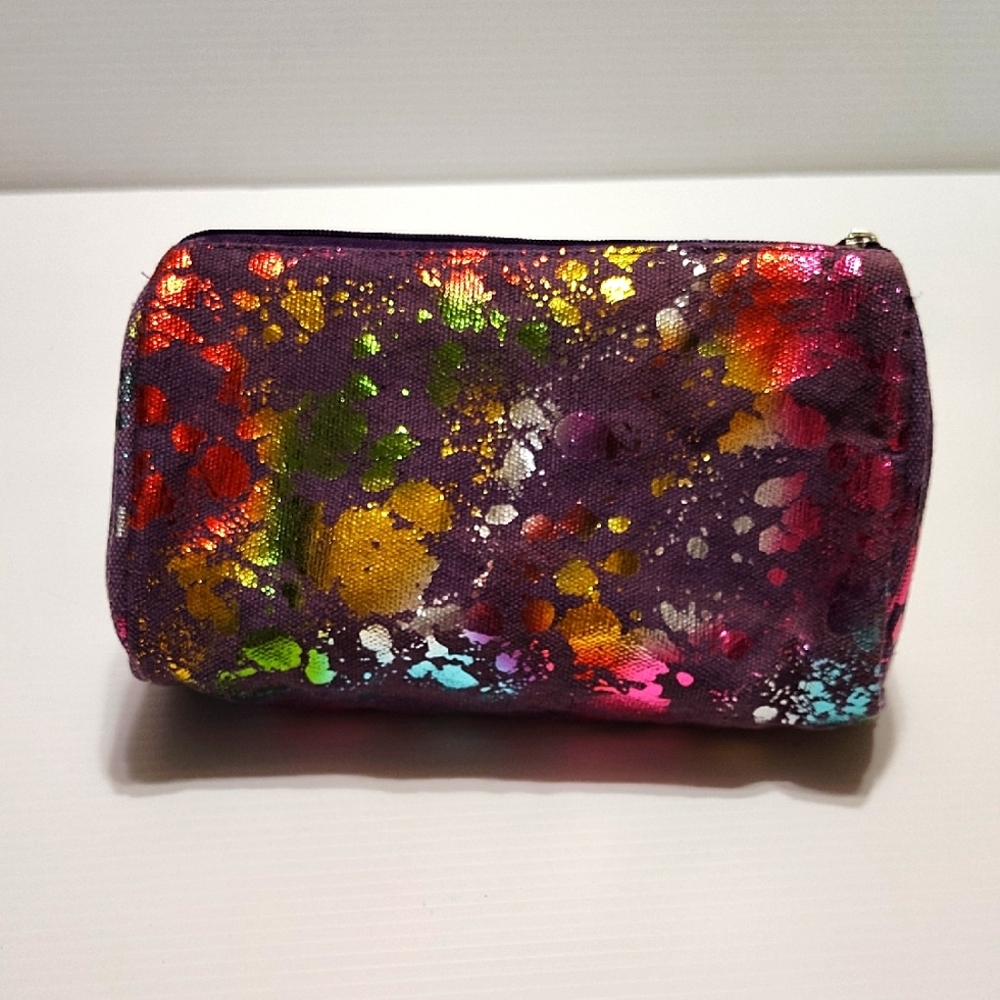 🖤Free with Bundle🖤 Purple with Metallic Rainbow Paint Splatter Zippered Pouch
